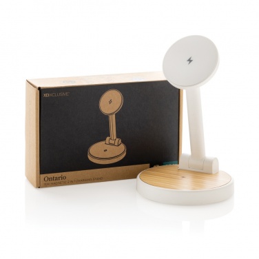 Logo trade corporate gifts image of: Ontario RCS rplastic 15W magnetic charging 2 in 1 stand